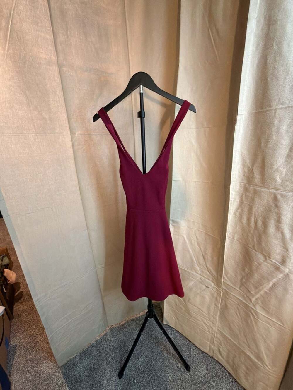 Lulus Katrina Burgundy Strappy Backless Skater Dress